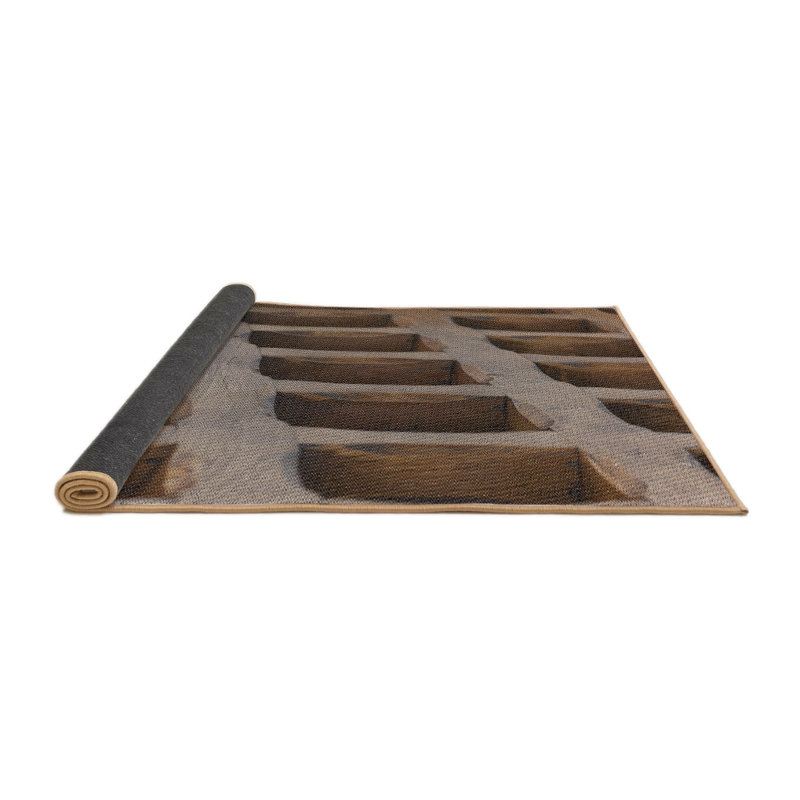Tapis de zone brun à motif, Rond 5 pi