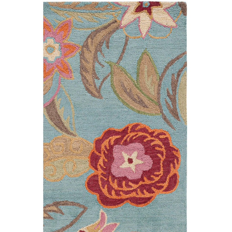 Tapis floral en laine crocheté à la main Emrick, Tapis de couloir 2 pi 3 po x 6 pi