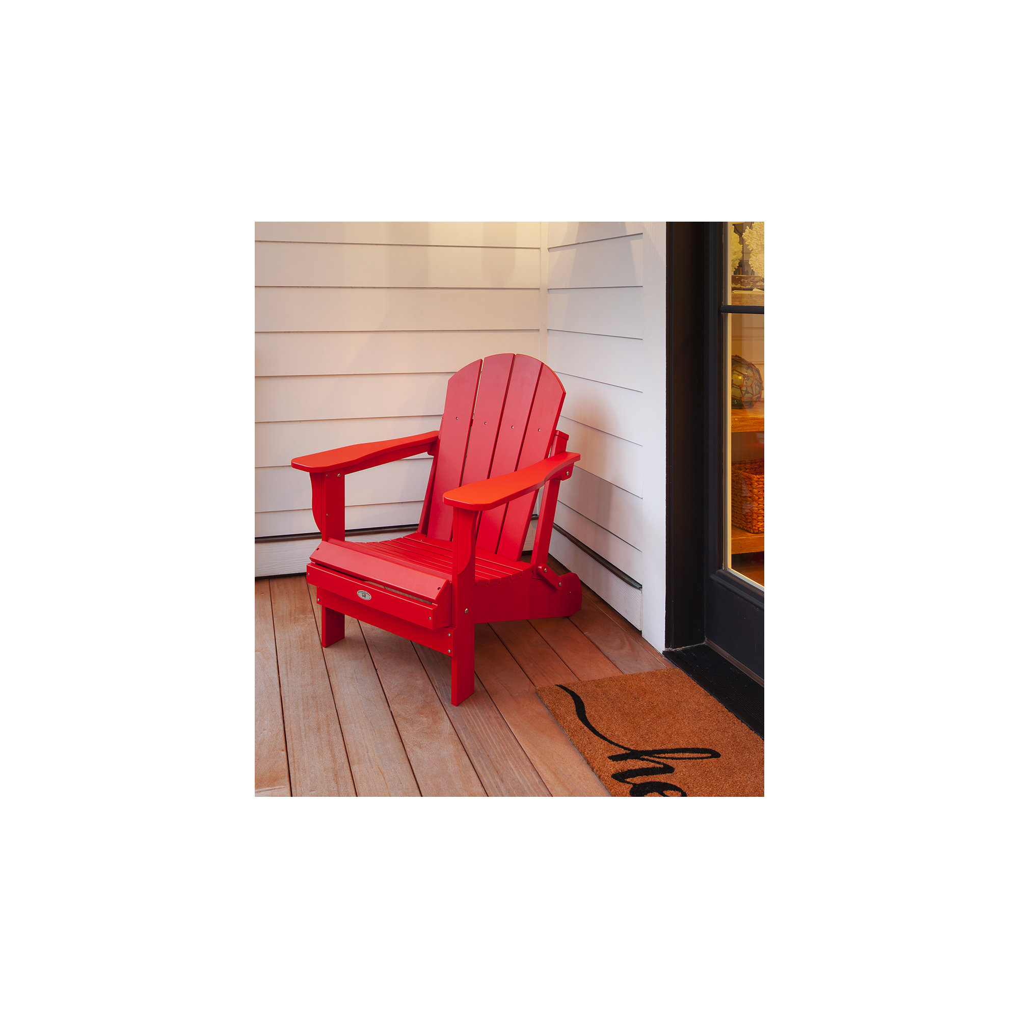 Berngar Foldable Outdoor Adirondack Chair, Red