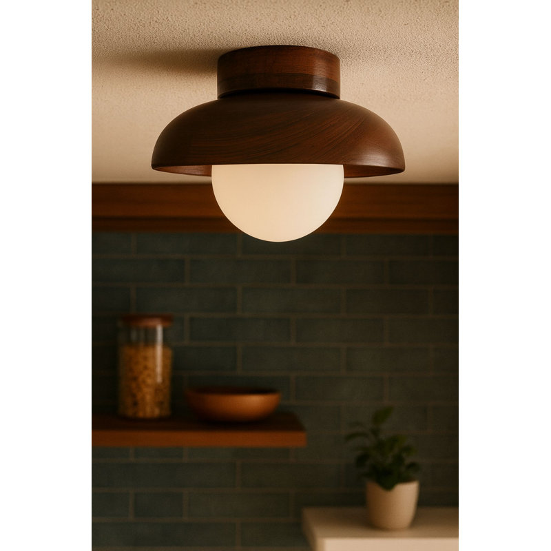 Elegant Wooden Wall Lamp, Walnut & White, Ø9.4 x 4.7 inches | Stylish Glass Cap, Total Height: 9.4 inches | Socket Type: 1 x G9 Max 10W (Bulb Not Included) | Perfect for Modern Home Decor & Ambient Lighting