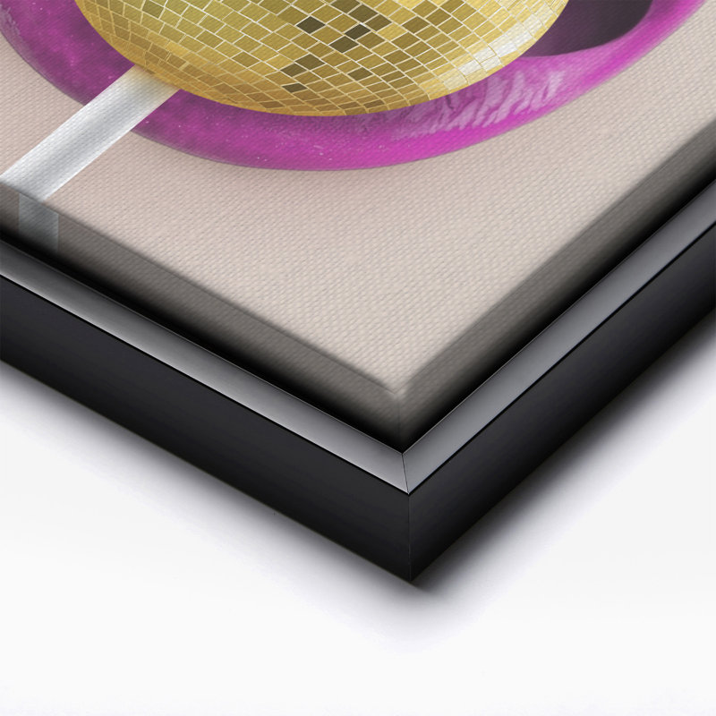 Boule à facettes disco No1, 12"H x 16"W, Canvas, Black Framed