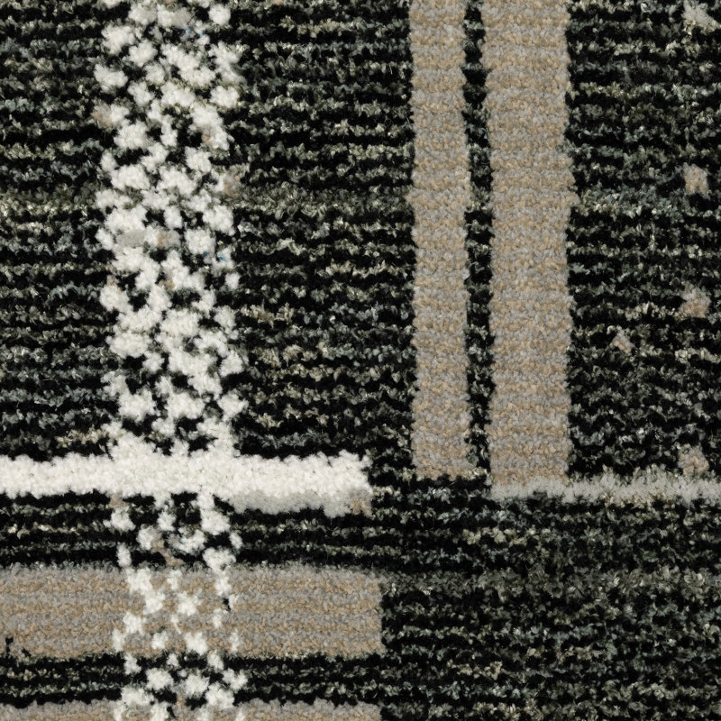 Tapis noir / ivoire à motif géométrique Torge, Rectangle 3 pi 3 po x 5 pi 2 po