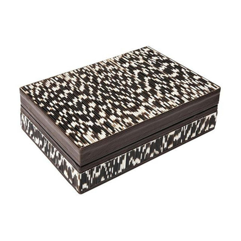 Decorative Box with Quill and Leather Accents
