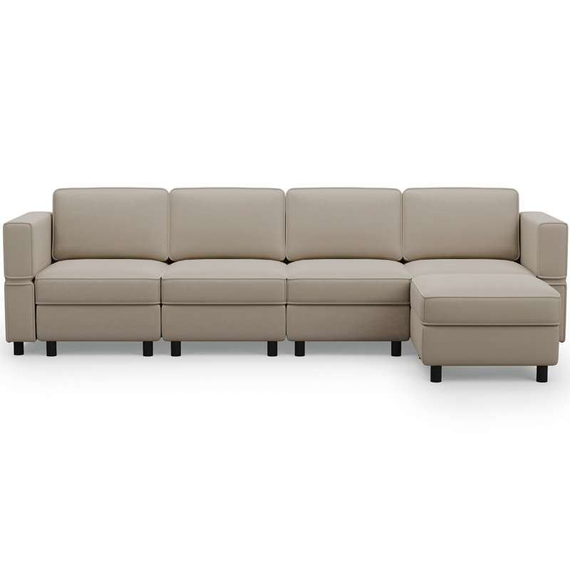 Canapé modulaire rembourré avec repose-pieds, Velours gris velours