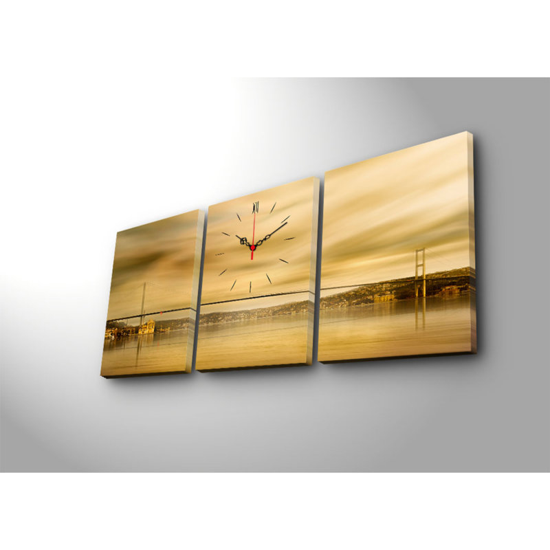 Elegant 3-Piece Decorative Canvas Wall Clock Set, Suede Canvas, Total Size: 37.8 x 15.7 inches | Sturdy 100% Wooden Frame, Thickness: 1.2 inches | Perfect for Home Decor & Modern Interiors, Unique Design