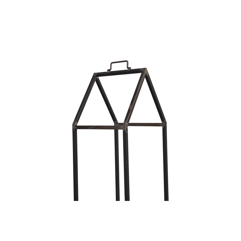 Porte-bûches en métal en forme de maison avec poignée, Noir