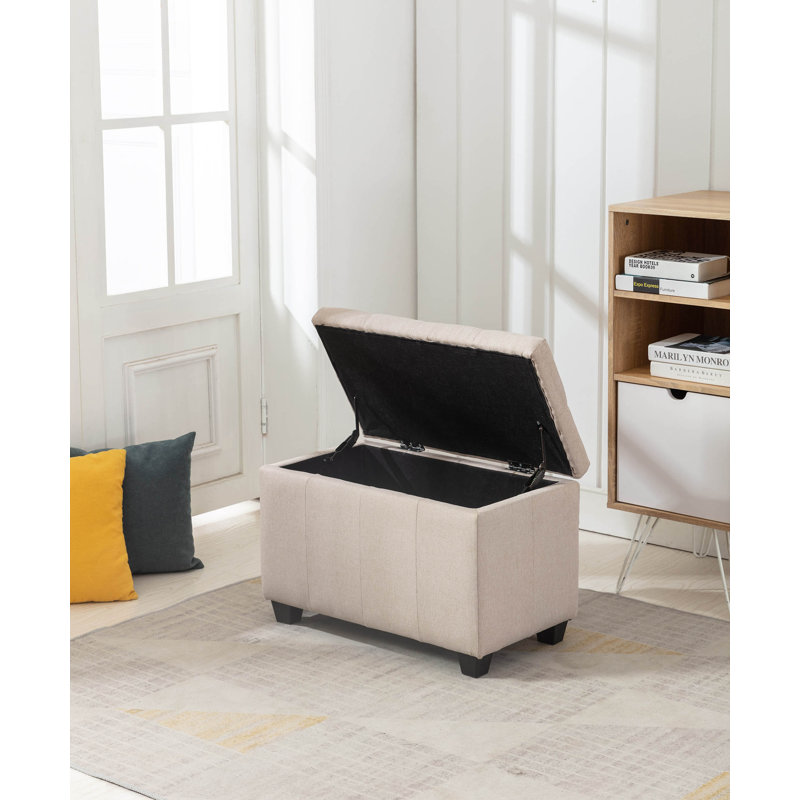 Vivi Fabric Flip Top Storage Bench, Beige