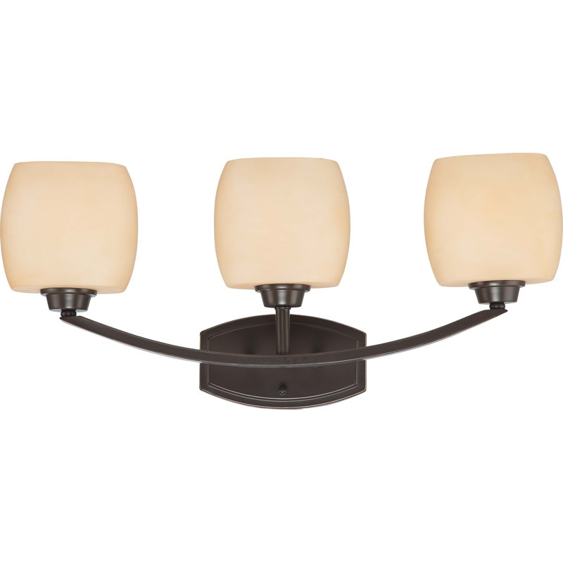 Éclairage pour meuble-lavabo 3 lumières Crafton, Bronze rétro / beige crème