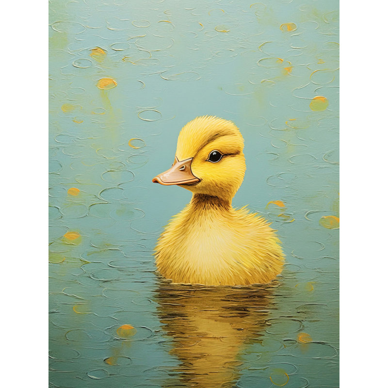 Wall Art Print Duckling on the Water Oil Painting and Duck Egg Blue Baby Poster
