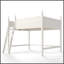 Lit mezzanine double / double en bois massif avec garde-corps de sécurité, échelle - beige-1205722341