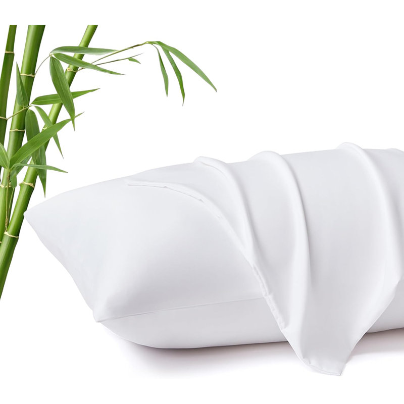 Paquet de 2 taies d'oreiller rafraîchissantes 100% rayonne, enveloppes douces et douces pour les sueurs nocturnes, blanc, 20 po x 30 po