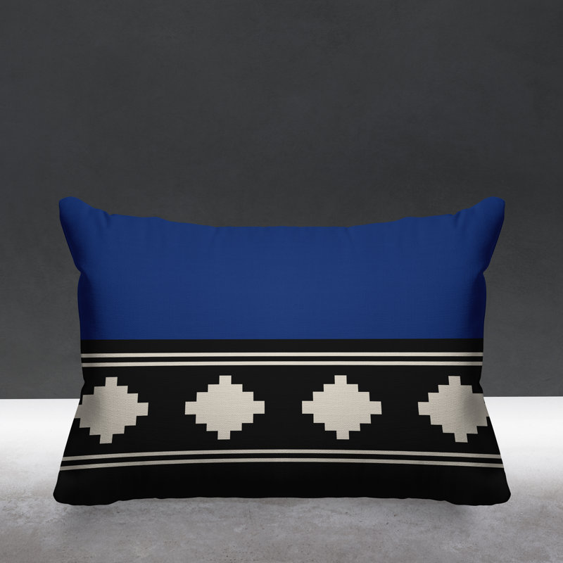 Coussin intérieur / extérieur Ector Southwestern, Bleu marine
