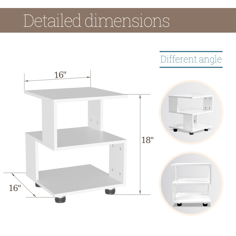 Table de chevet compacte 3 couches MDF, White