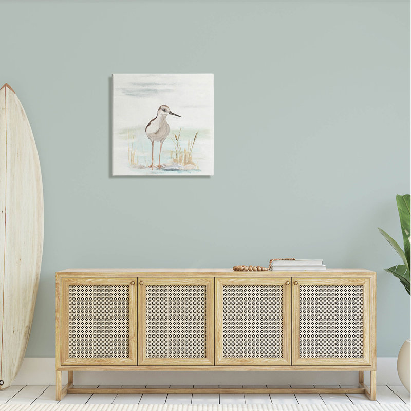 «Sandpiper Bird Beach Grass Sprig», art mural par Patricia Pinto, H 24 po x l 24 po x P 1,5 po