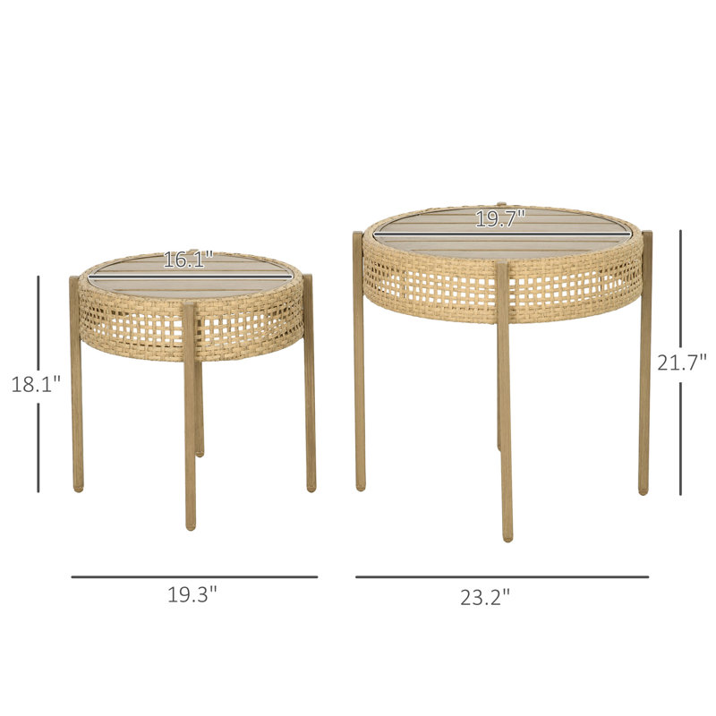 Ensemble de 2 tables de patio en osier