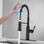 Robinet de cuisine tactile en acier inoxydable noir mat avec douchette rétractable à 360 degrés pour un nettoyage en profondeur de l'évier, de la corrosion et de la rouille, avec réglage simple du débit de la température de l'eau, poignée simple-2070946437
