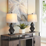 24.5'' Resin Modern Glam Table Lamp Set With Usb