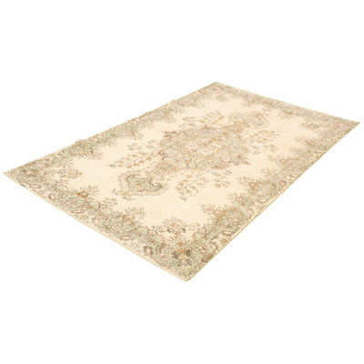 One-of-a-Kind 6'2'' X 10'2'' 1980s Wool Area Rug in Ivory