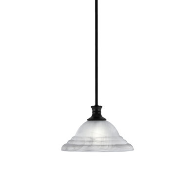 Stem Hung Pendant Shown With 12" White Alabaster Swirl Glass