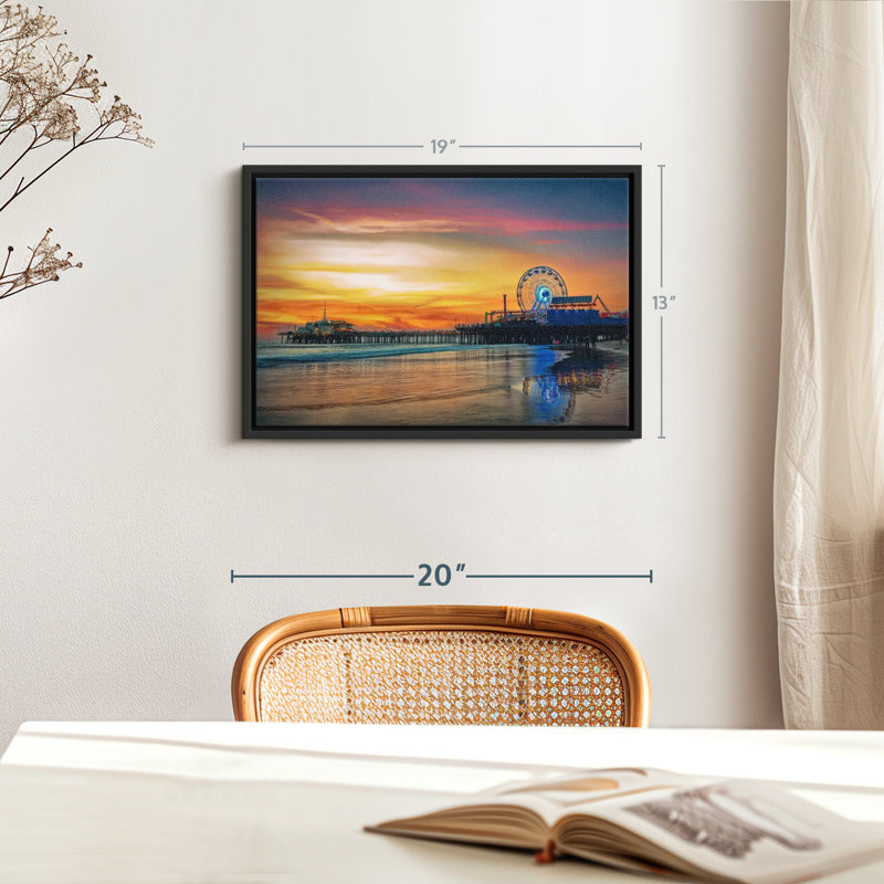 Plage «Santa Monica Pier Sunset», H 13 po x l 19 po