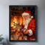 Art mural rétro noir, père Noël et ses rennes, impressions encadrées de style rétro-341382173