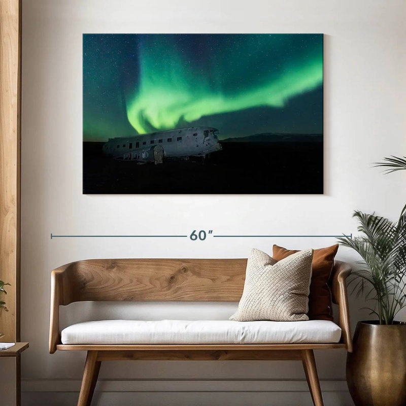 Alvord Aurora au-dessus d'un avion, H 32 po x l 48 po