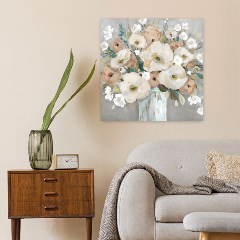 «Pastel Poppies Contemporary Dreamy Elegant Nature Flower», art mural, H 24 po x l 24 po