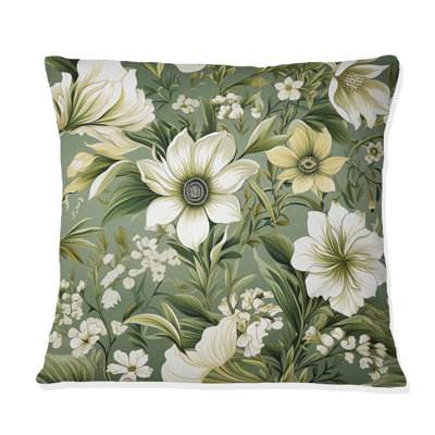 Coussin décoratif à imprimé floral vert
