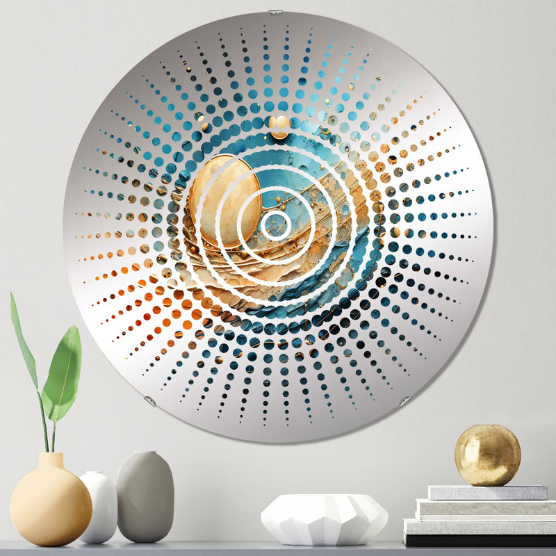 Miroir mural beige avec planètes harmonie sur fond bleu, 23,6 po x 23,6 po
