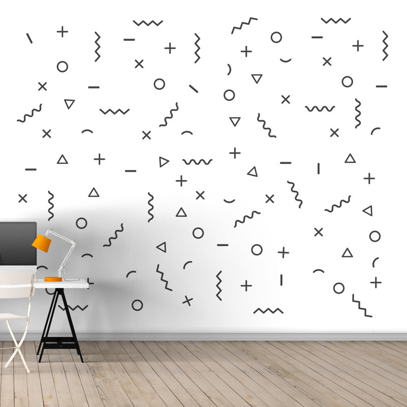 3895 Abstract Non-Wall Damaging Wall Decal, White/Gray