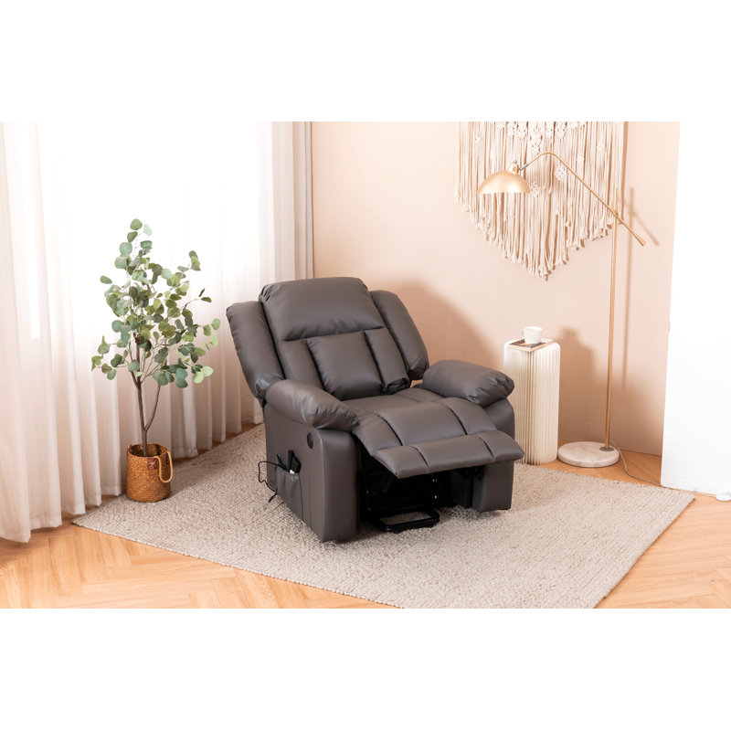 Fauteuil inclinable électrique en cuir Jesseca, Similicuir gris foncé