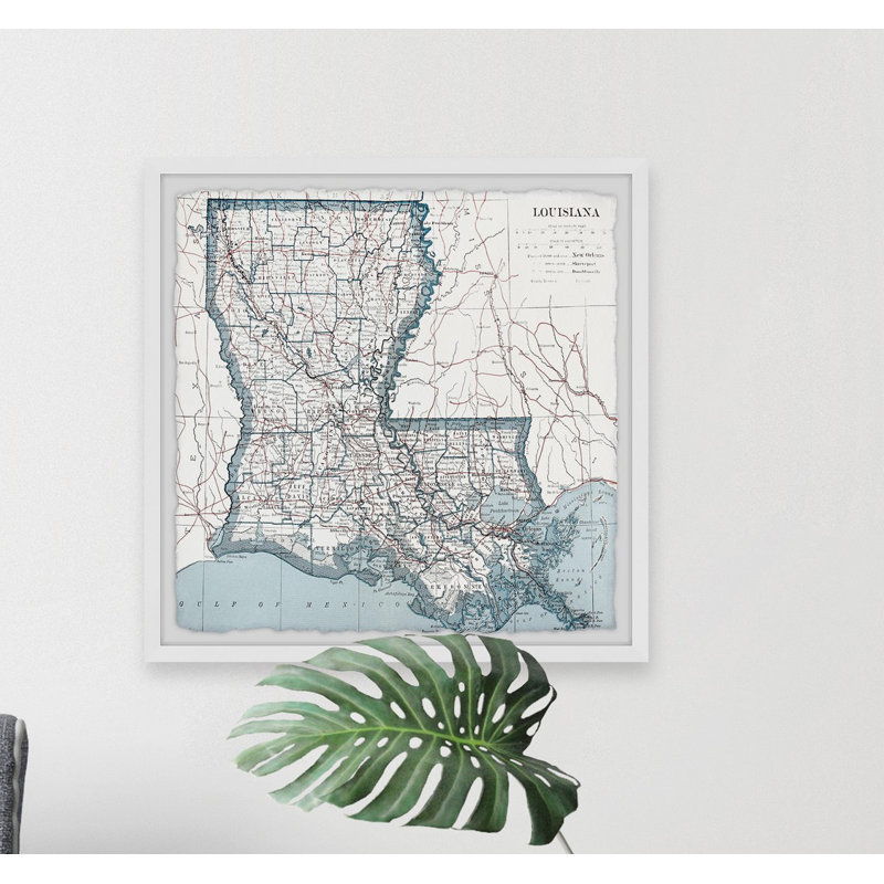 «White Louisiana Map», cadre photo, H 12 po x l 12 po x P 1,5 po