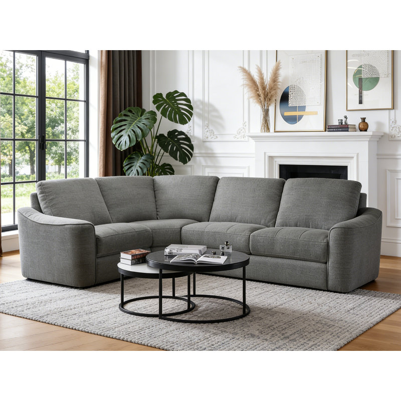 Grand canapé d'angle modulaire inclinable électrique avec ports USB, Gris foncé