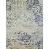 Hand Knotted Area Rug in Ivory And Blue