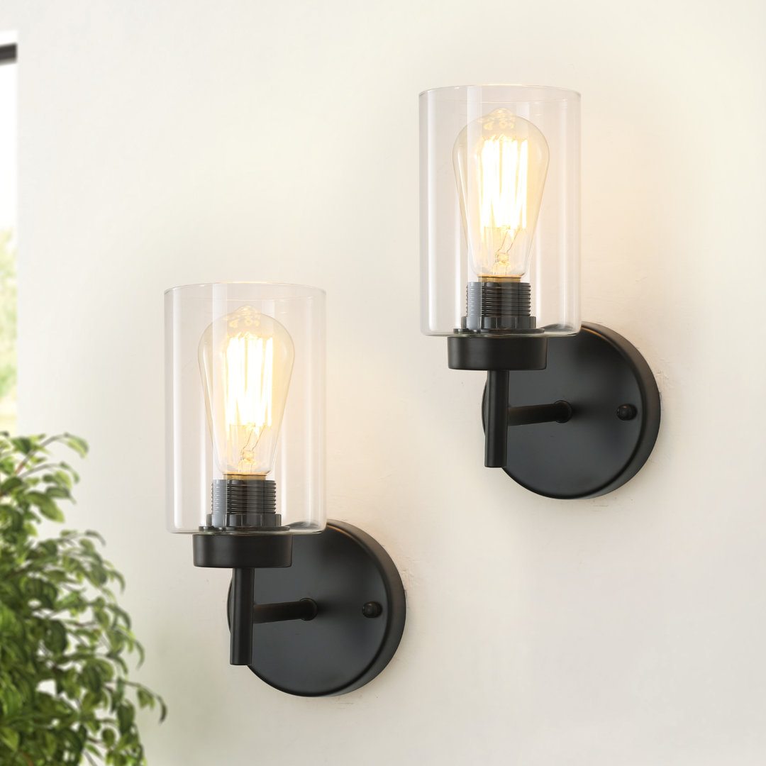 (Set Of 2 ) Mosca Bath Sconce Wall Light with Glass Shade for Toilet, Hallway, Staircase, Living room, Bathroom Dining room-10.2'' H X 3.93'' W (Set of 2) Breakwater Bay 