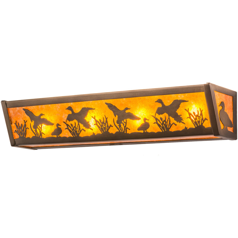Rustic Lodge 4 - Light Bath Bar, Antique Copper, Amber