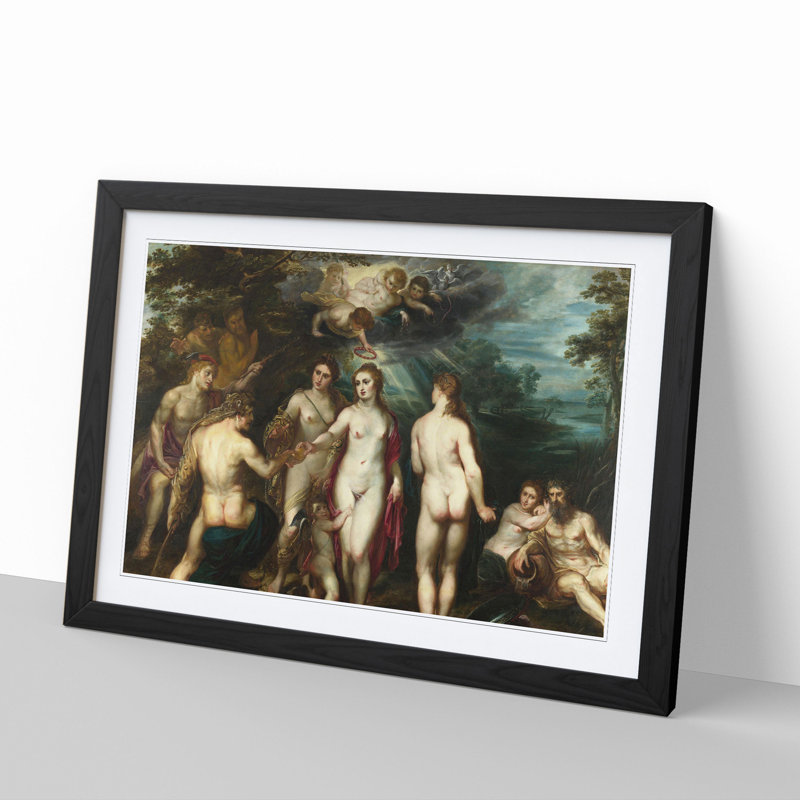 Judgement of Paris by Peter Paul Rubens - Picture Frame Painting, 48cm H x 65cm W x 2cm D, Black Framed
