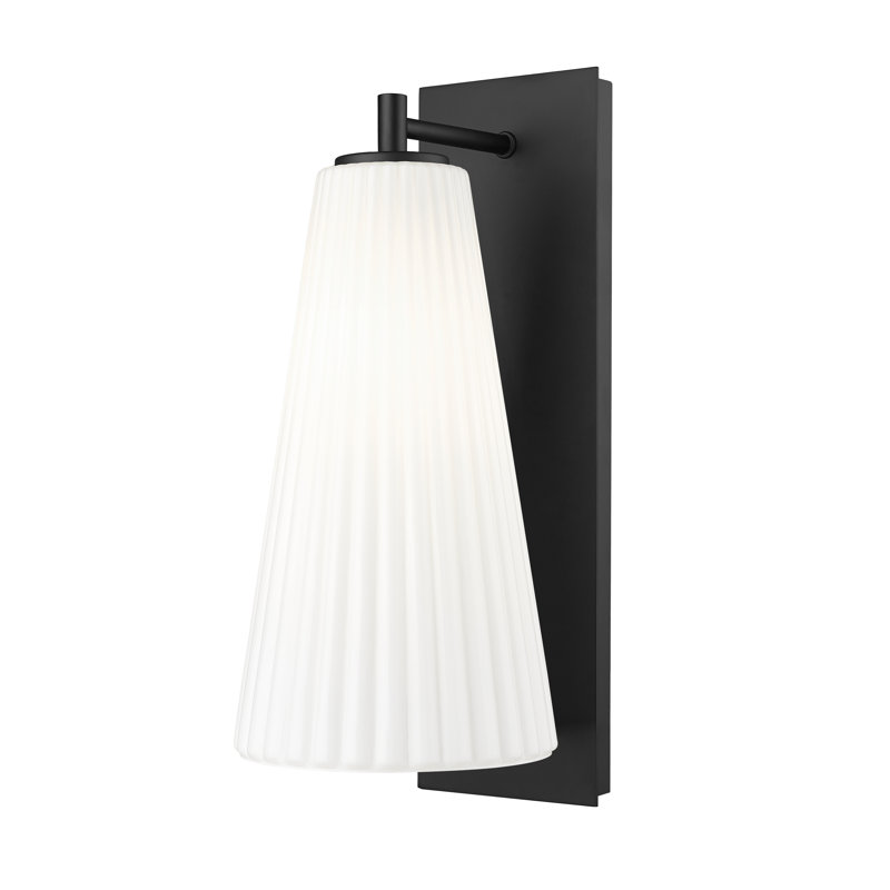 Matte Black Fluted Glass Dimmable Wall Sconce