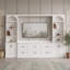 Meuble télé mural moderne avec 6 tiroirs, tablettes ajustables et 2 placards-1921491101