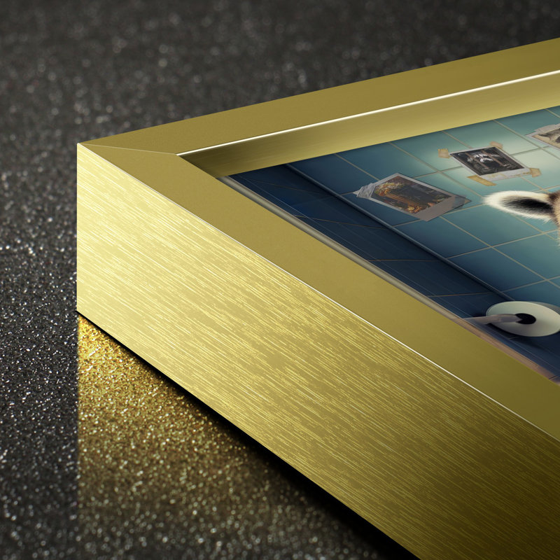 " Bathroom Animal ", Gold Framed, 15.88" H x 11.88" W x 1" D
