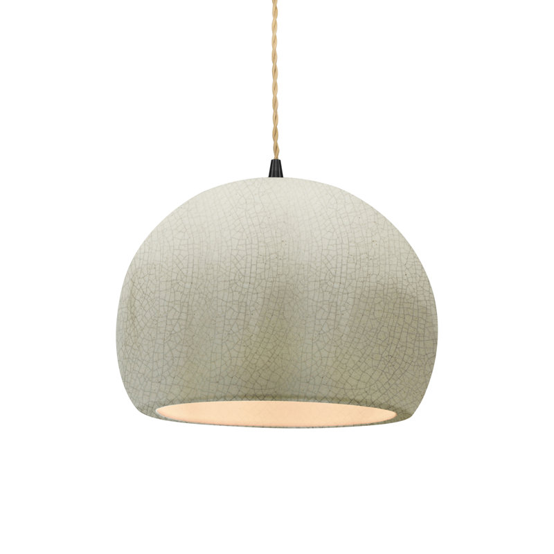 Luminaire suspendu à 1 lumière Aschwin, H 7,75 po x l 10 po x P 10 po, Blanc craquelé, Matte Black