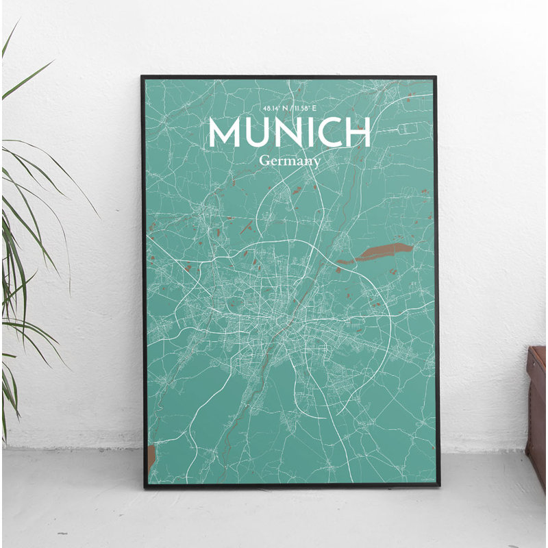 Munich City Map - No Frame Print, 61cm H x 45.7cm W x 0.13cm D x 0.13 cm D