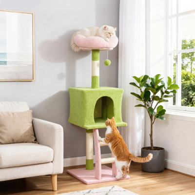 48" Flower Cat Tree, Cat Tower for Indoor Cats with Flower Perch