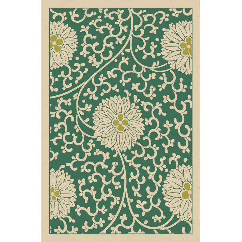 Hawarden Vinyl Floral Indoor Rug, Rectangle 1'9" x 2'8"