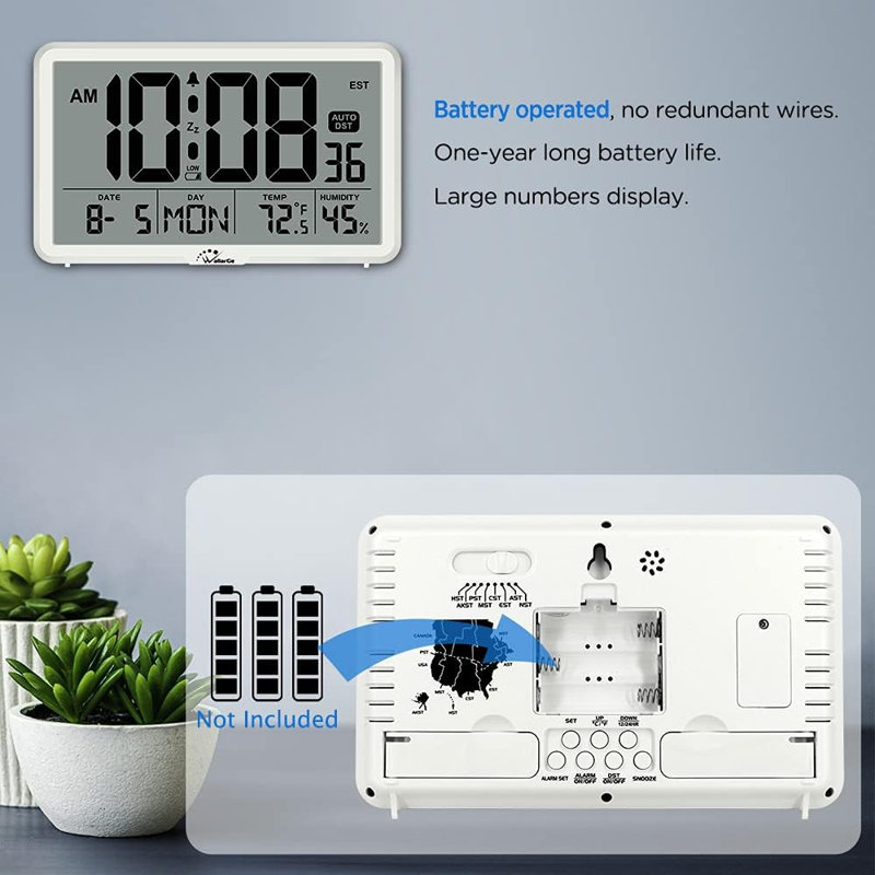Digital Electric Tabletop Clock with Alarm Gray