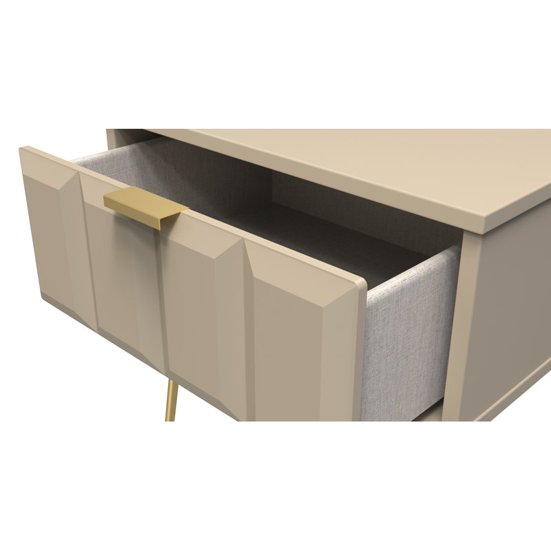 Allem 1 Drawer Bedside Cabinet (Ready Assembled), Mushroom Matt