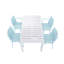 Ensemble de salle à manger de patio pour 4 personnes avec table rectangulaire blanche, fauteuils empilables en polypropylène pour une utilisation intérieure / extérieure-2091860217