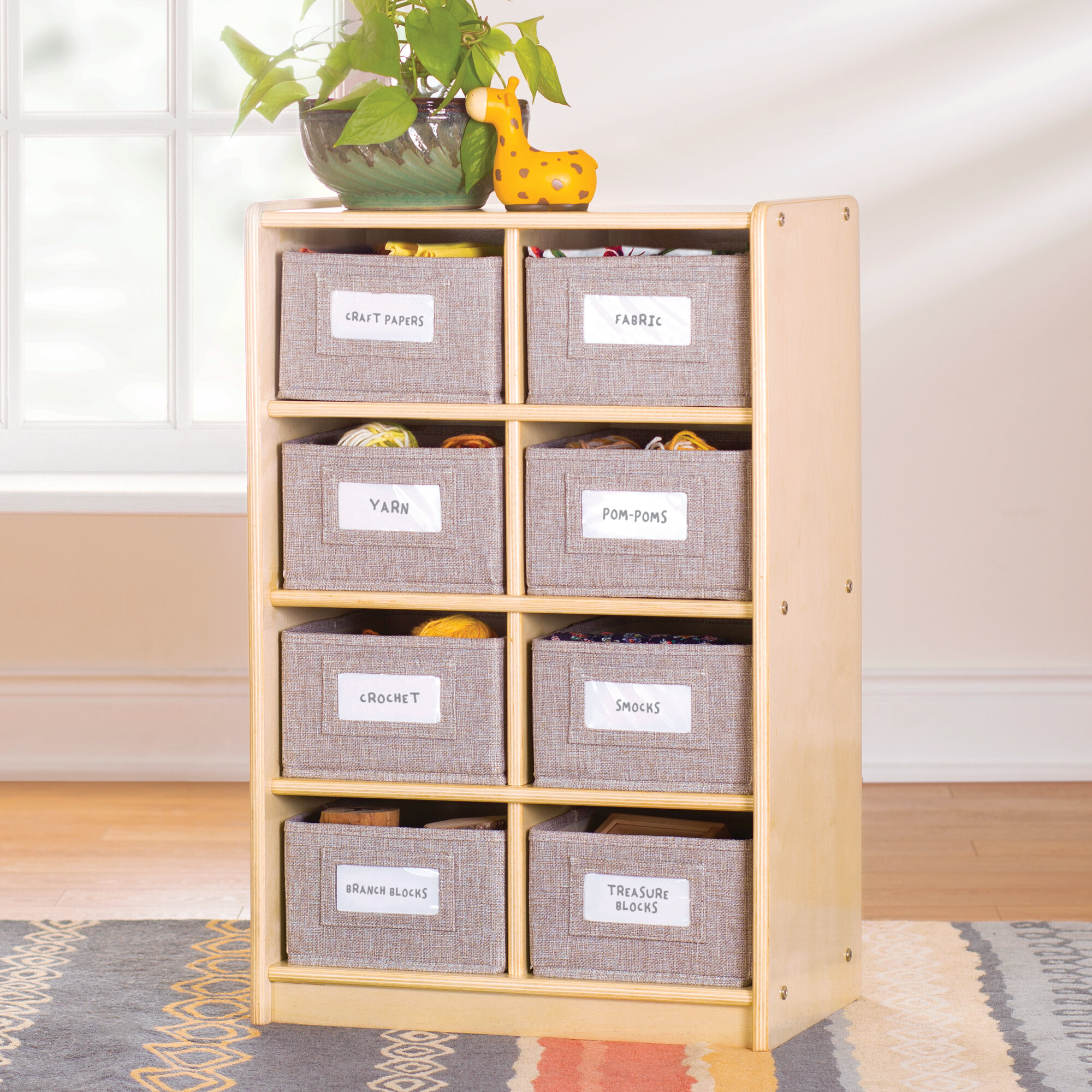 Guidecraft EdQ Shelves and 10 Bin Storage Unit 30 - Natural