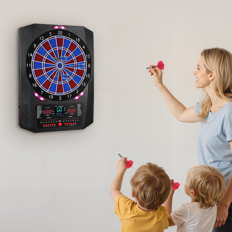 Jeu de fléchettes électronique, cible de 13,5 po avec 45 jeux et 474 variations pour jusqu'à 8 joueurs, 6 fléchettes avec volées et 50 pointes douces, écran de pointage de cricket à DEL couleur pour bar de fête