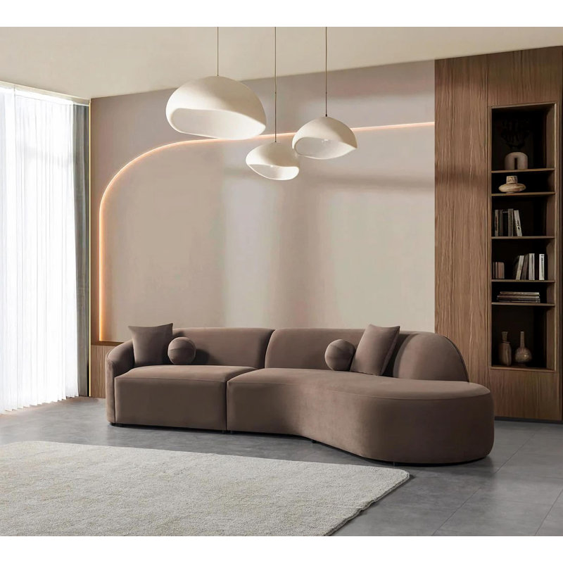 Canapé modulaire en velours 2 pièces, Velours café